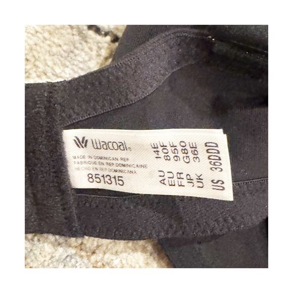 Wacoal Women's Body By 2.0 Mesh-Detail Underwire Bra 851315 Black Size 36DDD NWT - Picture 10 of 13